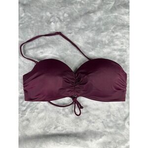 PINK Bikini Top Womens XS Burgundy Victoria's Secret Bandeau Push Up Strappy